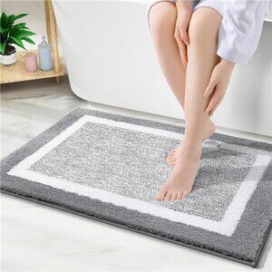 Bathroom Rug 30x20 Microfiber Bath Mat Non Slip Absorbent Quick Dry Grey